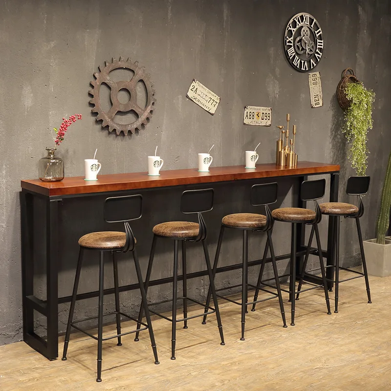 Nordic solid wood bar table and chair combination high table home balcony simple cafe bar table