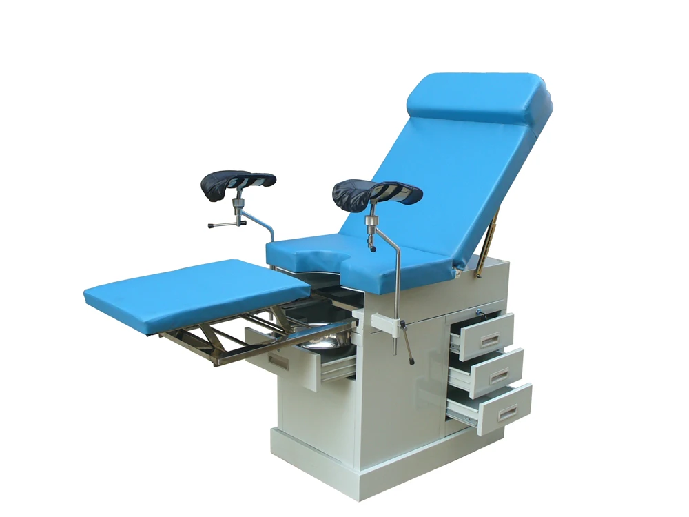 Gynecology examination bed    with drawer and stool