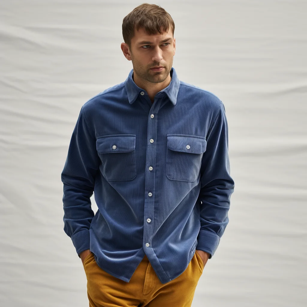 Wholesale High Quality Cheap Casual Shirts Pockets Plus Size Over Size Fishing Dress Shirts Corduroy Fashion Men Shirt