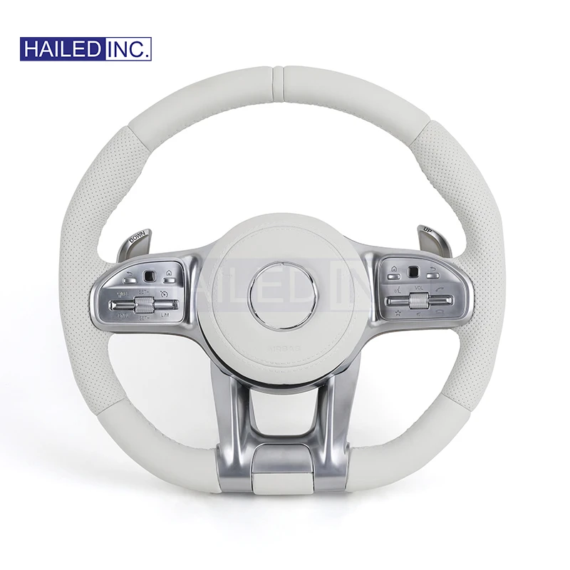 HAILED Custom Volant Lenkrad White Color Leather Steering Wheel for Mercedes Benz GL X166 GLB X247 W205 W206 W207 W211 E63 AMG