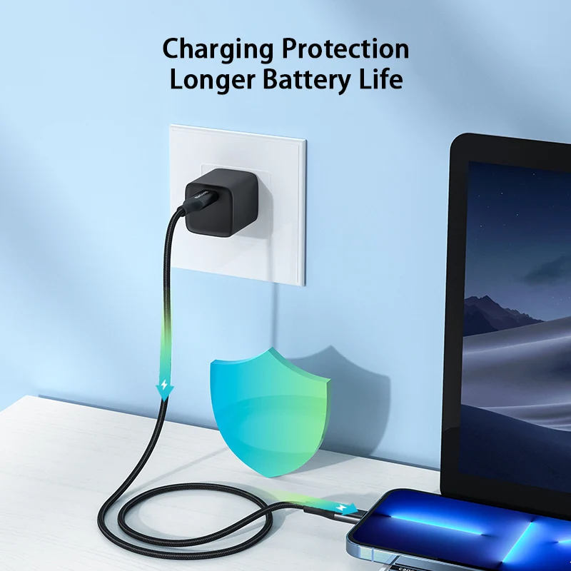 RAVPower RP-CB054 type-c PD fast charging mobile phone cables PVC+Nylon braid phone charger data cable with MFi for iPhone