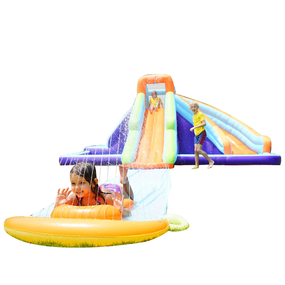 Outdoor commercial kid obstacle toboggan gonflable combo bouncer water slide jumper castle bounce house with 2/two slide
