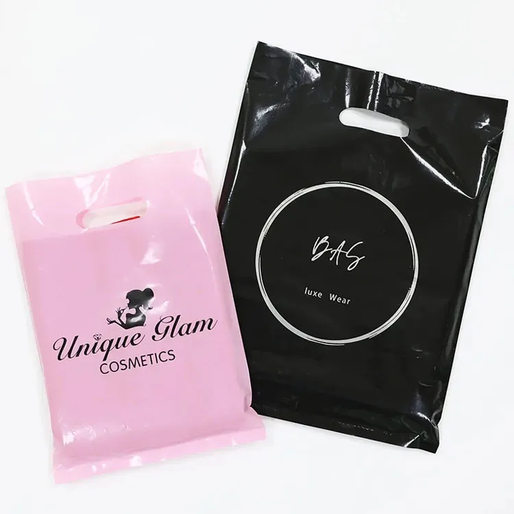 Wholesale Cheap White Die Cut Gift Carrier Retail Plastic Shopping Bags With Handle Customize Eco Plastic Bags For Boutique
