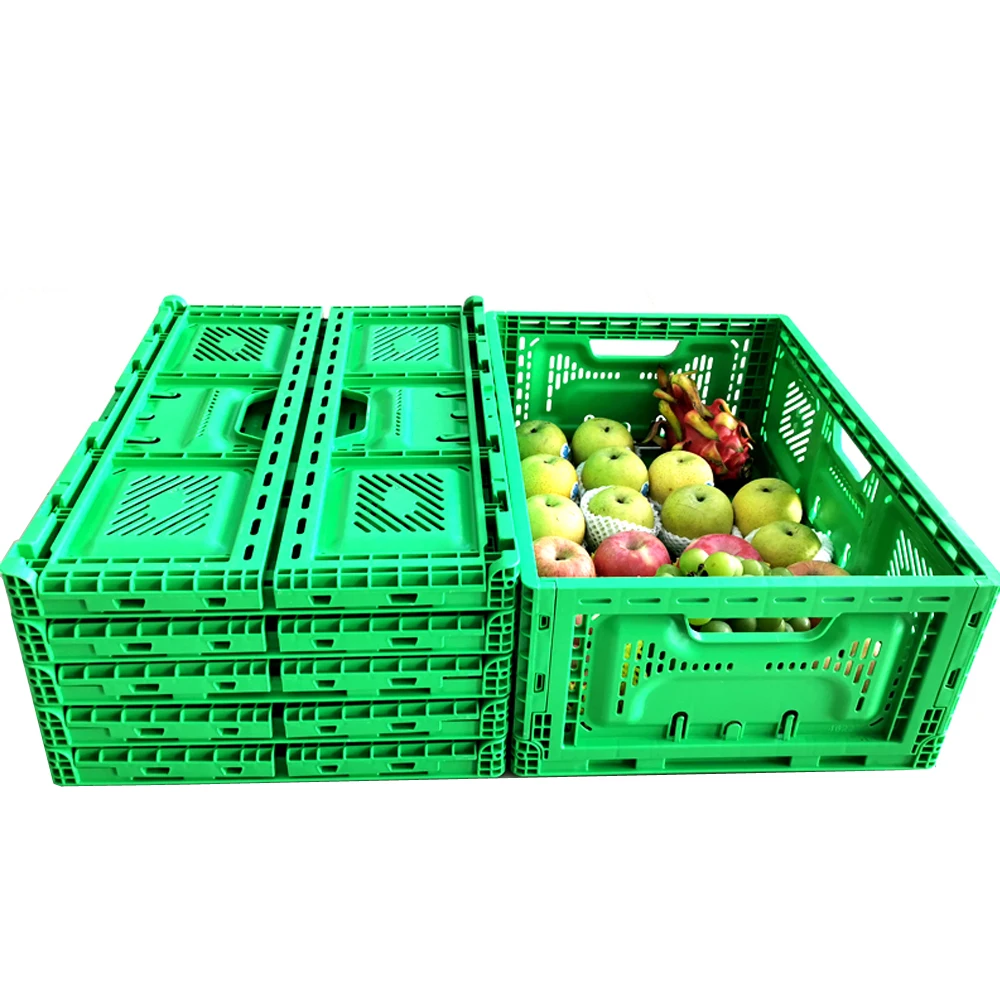 Agriculture vegetable storage folding plastic mesh tomato box foldable feature plastic crate