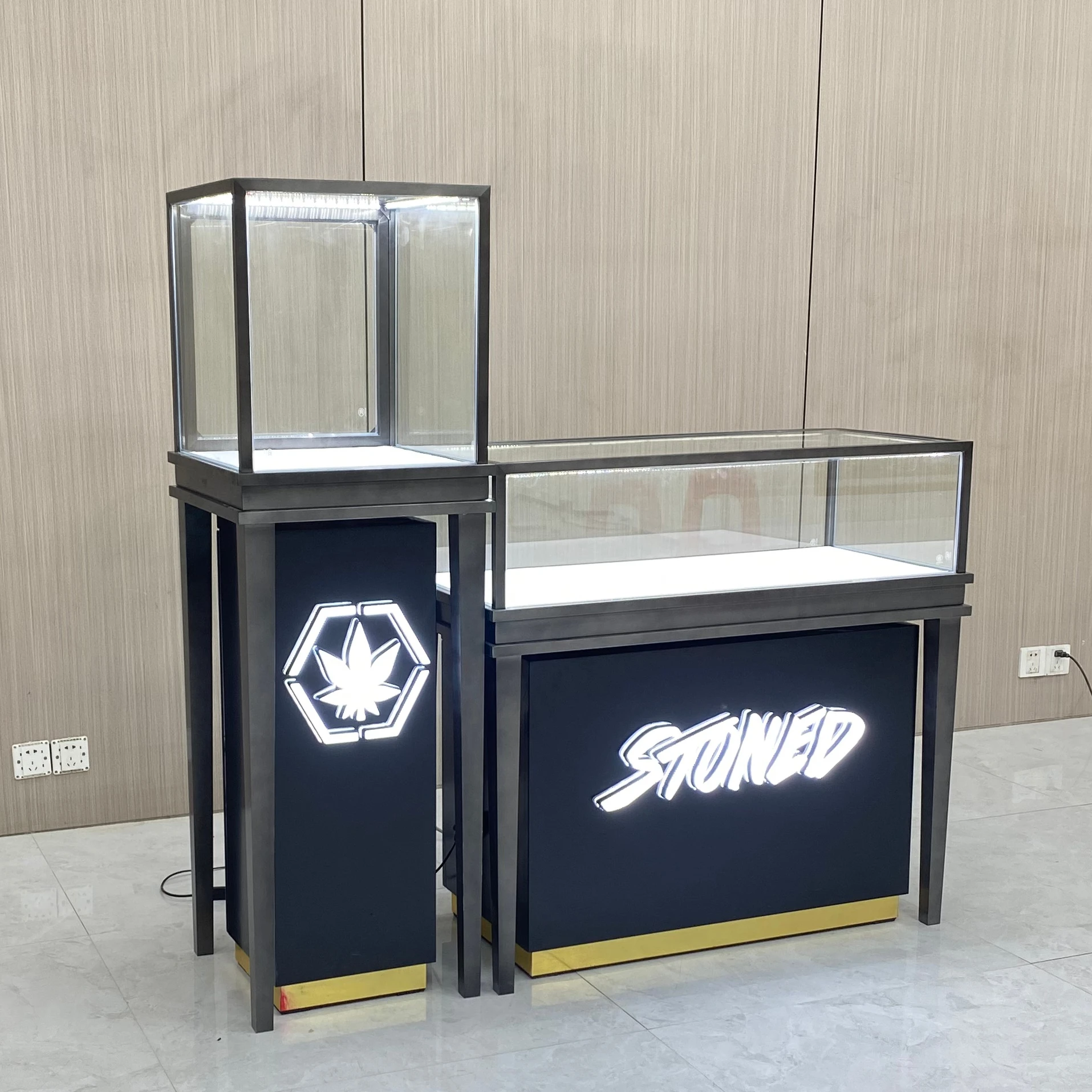 Hongzhan S/S Передний Витринный Шкаф для ювелирных изделий и набор стендовых витрин женской одежды бутик ювелирный магазин киоск