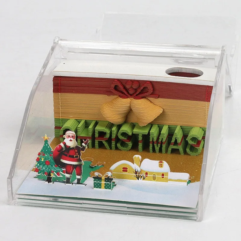 christmas bell gift 3d sticky note book custom christmas old man model custom paper carved paper building scenery note book