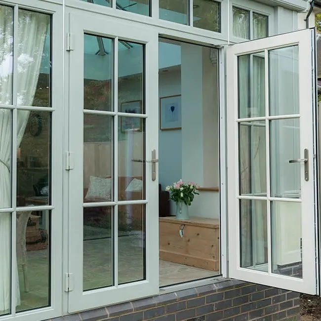 Cheap exterior double glass partition silent plastic swing pvc upvc casement door