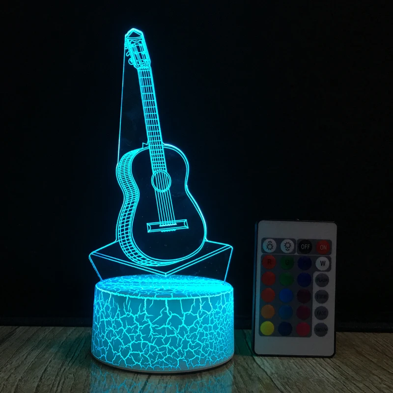 3D Acrylic Guitar Night Light Lamp LED 7 Color Changing Gradient Baby Child Sleeping