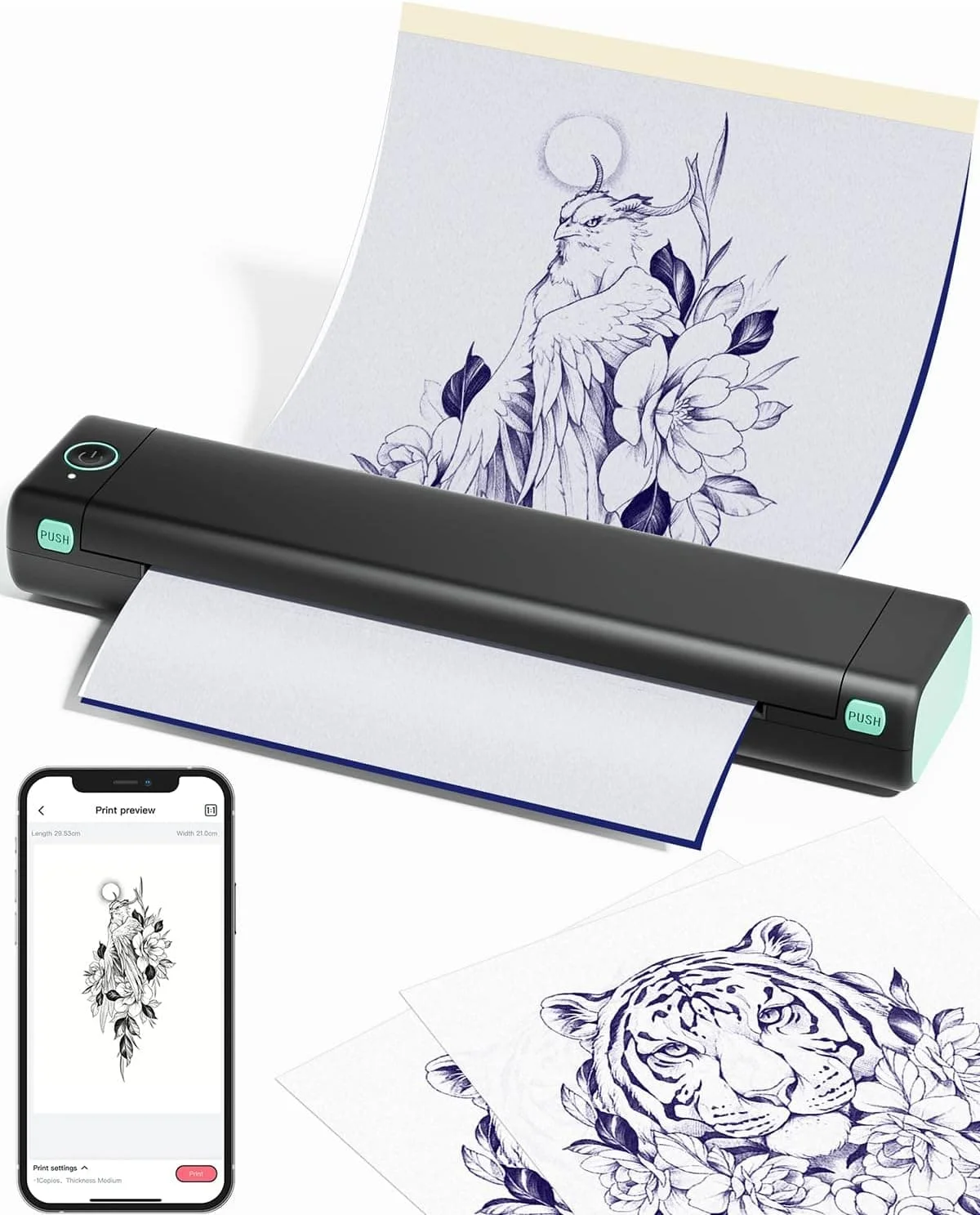 M08F Bluetooth Tattoo Stencil Printer Wireless Thermal Tattoo Copier Machine Portable Letter Tattoo Printer For Business/Artists