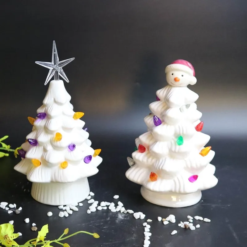 Battery operated Ceramic Christmas tree with colorful light