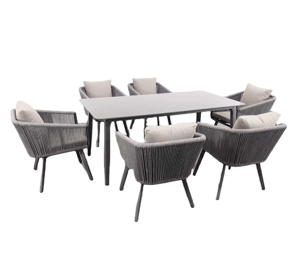 Modern design rope weaving outdoor furniture garden chair dining set