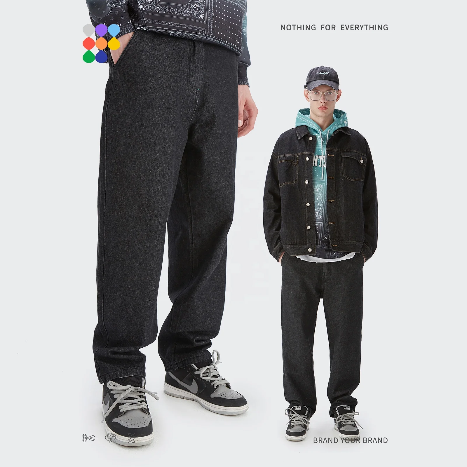 Custom Mens Fashion Jeans Loose Straight Denim Pants Men Hip Hop Casual Unisex Jeans