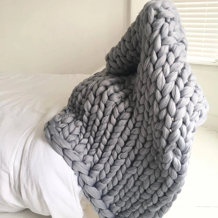 Hot Sale Super Chunky Chenille Weighted Blankets Dropshipping High Quality Knitted Throw Blanket