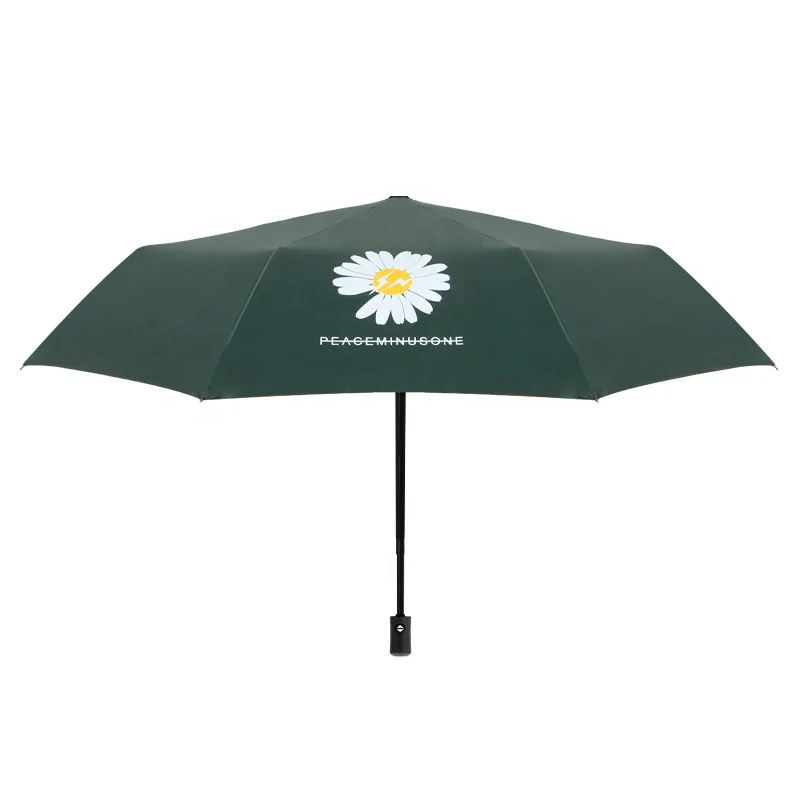 3 Folding travel umbrella pongee water proof auto open and closed umbrella with custom logo prints