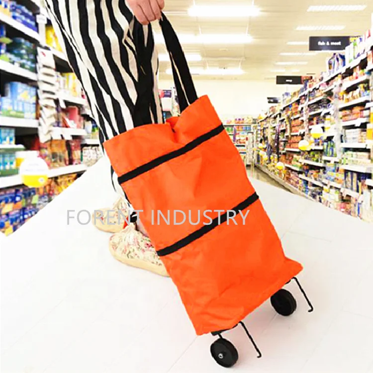 Customized eco-friendly non woven shopping trolley mesh bag folding hanging bag cart