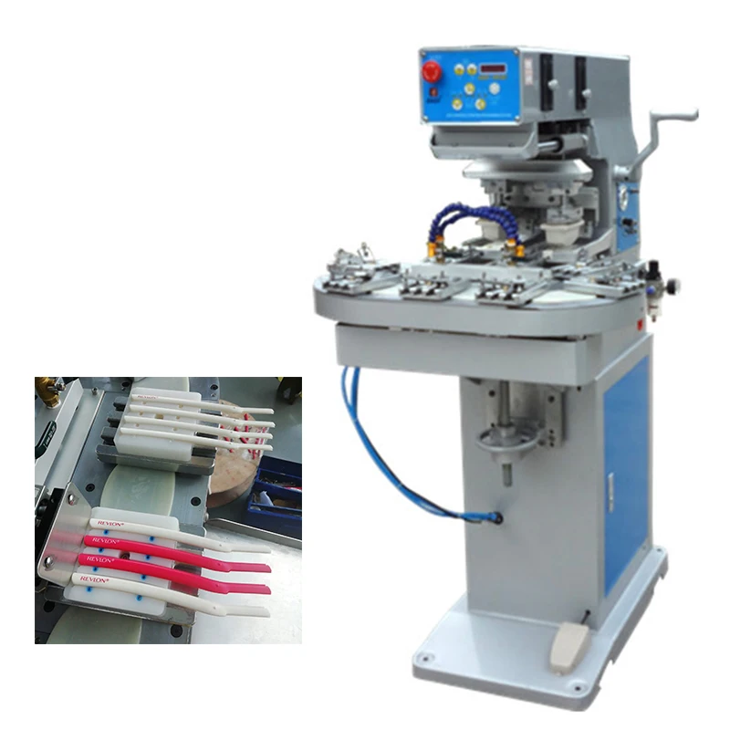 Two color pad printing machine with conveyor