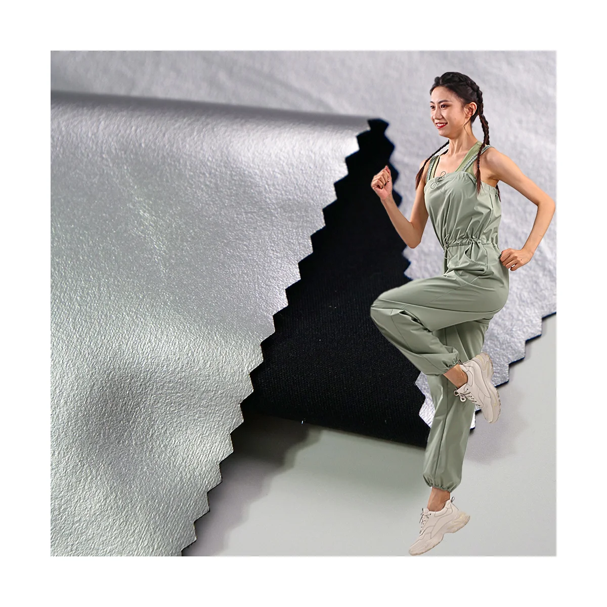 Wingtex Custom Waterproof 300t Polyester Elastane Silver Film Laminate Fabric Sauna Suit Fabric