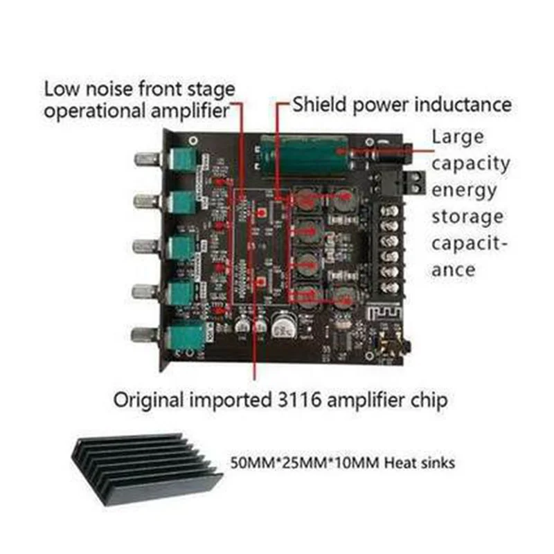 ZK-TB21 2.1 channel blue-tooth digital power amplifier module high and low tone super heavy subwoofer high power ZK-TB21