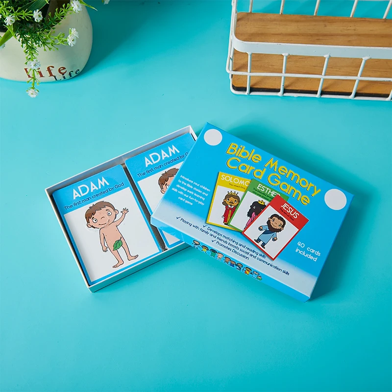 Custom Printing Card Games Maker Double Box Bible Memory Card Game Matching For Family Children