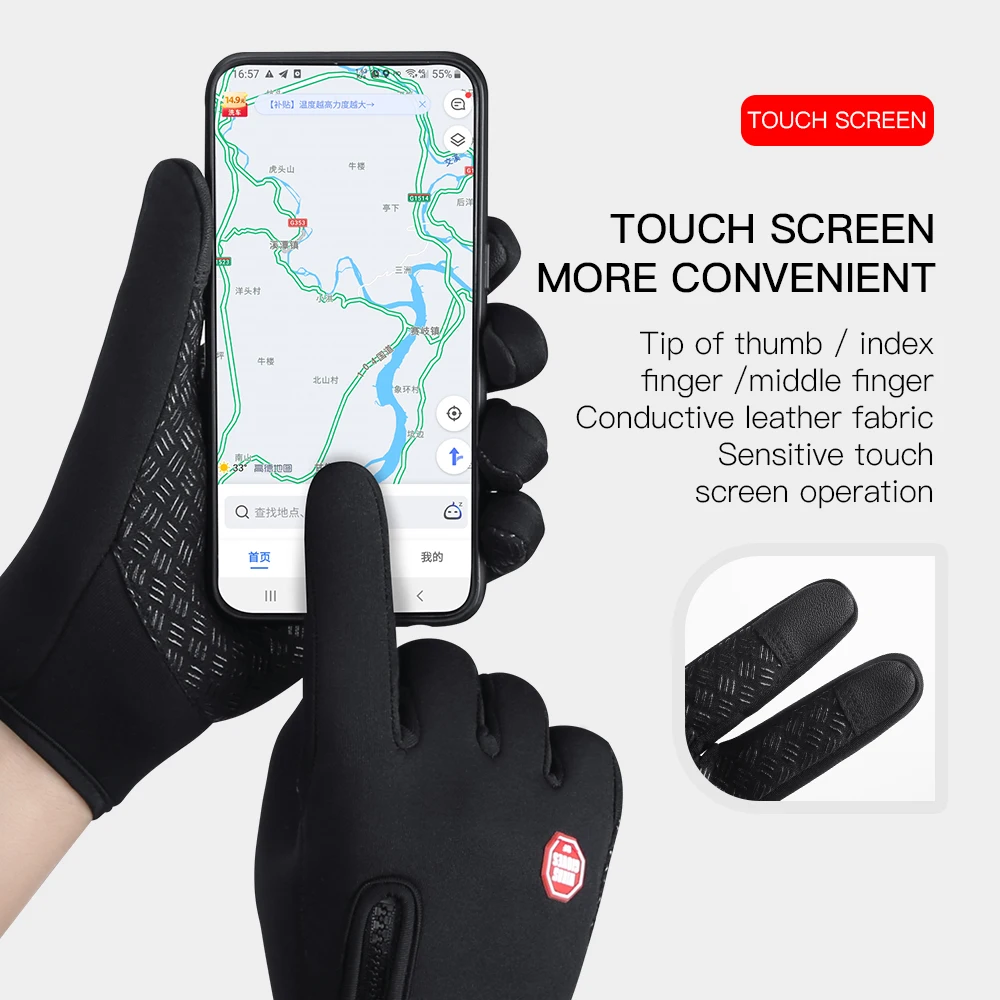 Winter Fleece Warm Touch Screen Waterproof Bike Riding Gloves Outdoor Sports Gloves