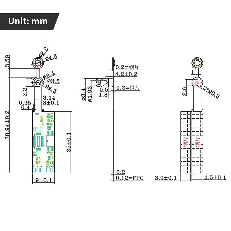 1MP OV9734 USB HD Medical Rhinoscope Laryngoscope Endoscope Camera Module Low Heat Generation