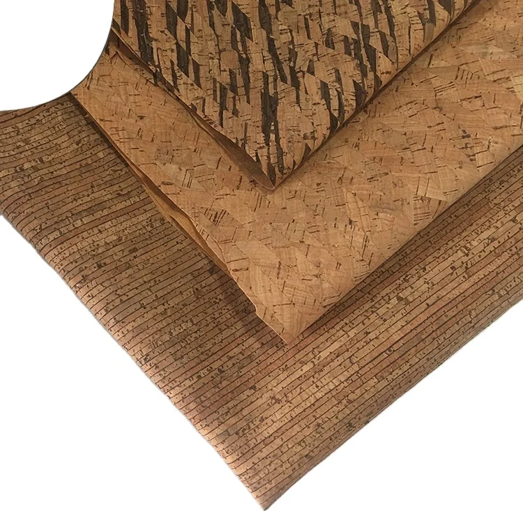 Eco friendly waterproof high quality wooden natural cork PU shoe leather fabric