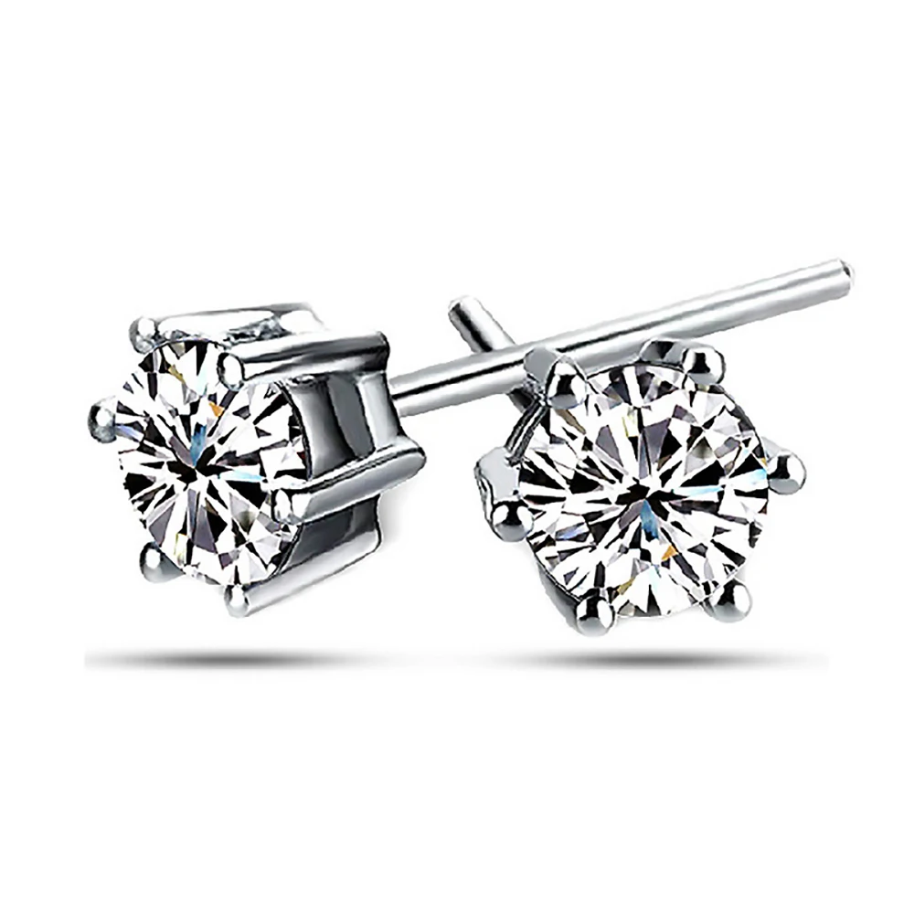
White gold plated six-claw fashion wedding earrings cubic zirconia party engagement earrings ladies fashion party gift 