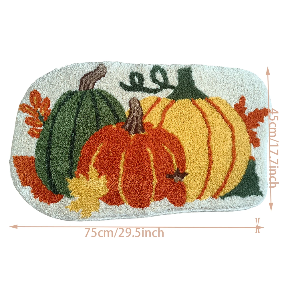 Harvest Festival Abstract Pattern Flocking Mat Washable Polyester Tufted Door Mat for Home Use