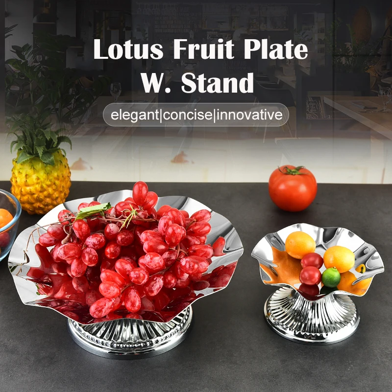 Home Decorative Storage Food Vegetables Freshness Maintain Tools Lotus Flower Stainless Steel Fruit Basket Bowl With Stand