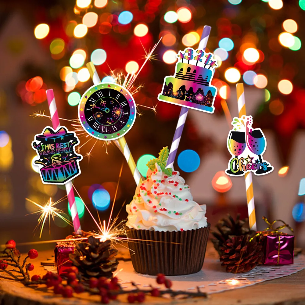 New Year Party Decoration Straw Insertion Plug-in Components Festival Atmosphere Arrangement Plug
