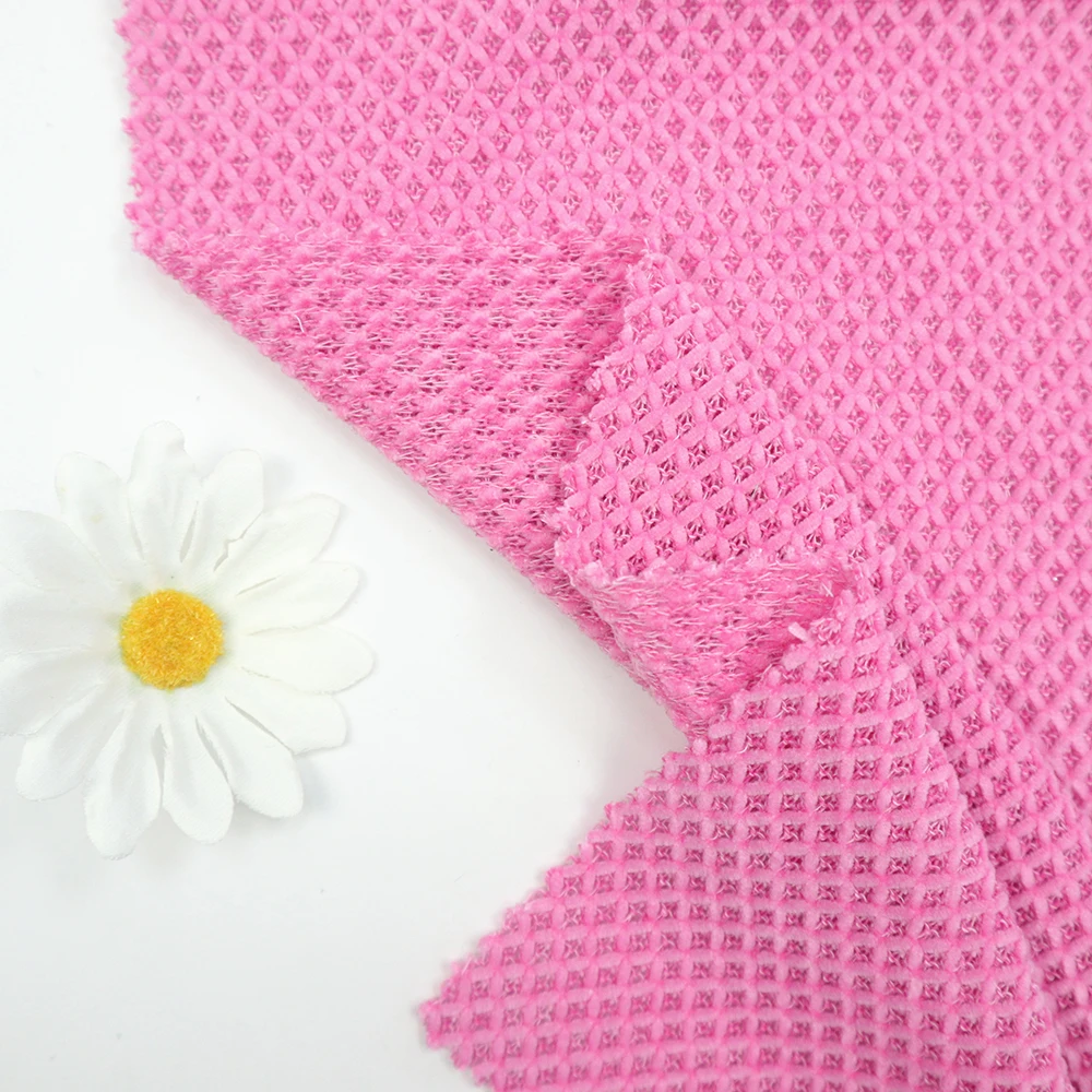 Fabric Factory Price design Multicolor pink Wholesale polyester solid knitted chenille fabric for apparel garments