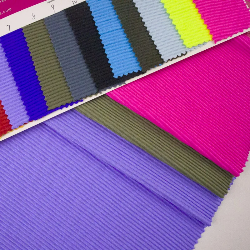 wholesale nylon 85 spandex 15 four way stretch  textured stripe swimwear ribbed fabric for bathing suit