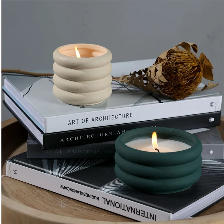 Nordic Minimalist Style Scented Wax Home Decorative Matte Ceramic Candle Container Ceramic Candle Jar with Candle