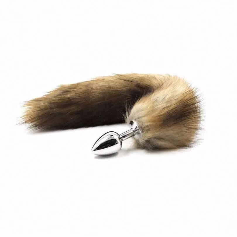 3 Dimensions Metal Anal Plug Colorful Long Fox Tail Small Middle Large Butt Plug