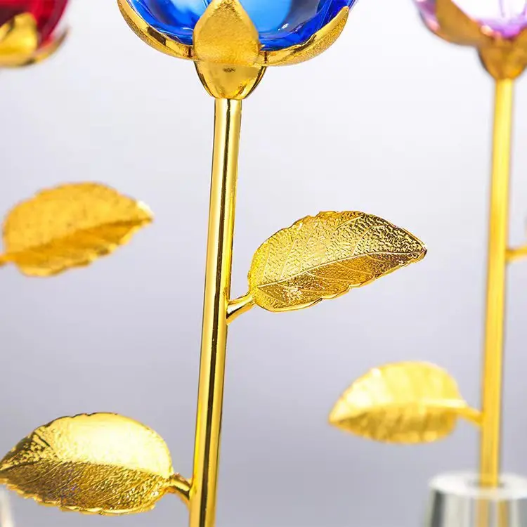 New Crystal flower 3D Glass Rose  Crystal Rose Figure for Women