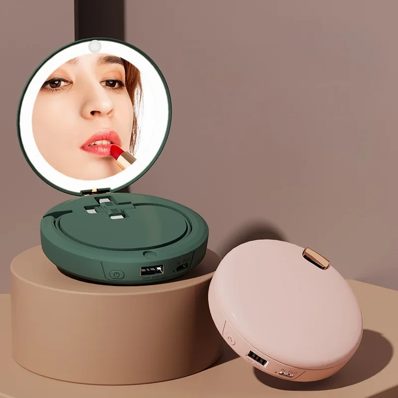 Mini Portable USB Rechargeable Smart Warmer Heater With Fill Lighting Makeup Mirror Power Bank For Hand Winter Home Travel Girl