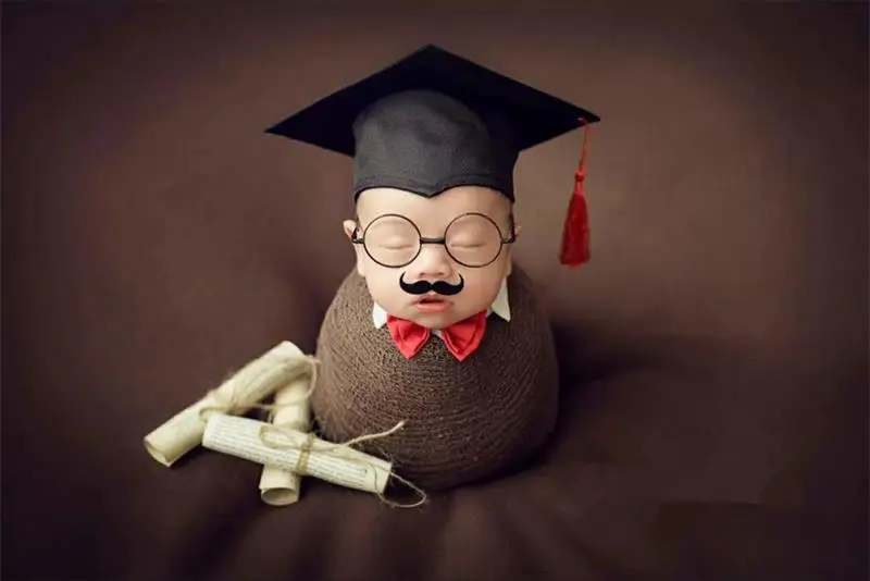 Newborn photography props full moon photo modeling children baby cute doctor hat studio photo book hat wrapped cloth theme