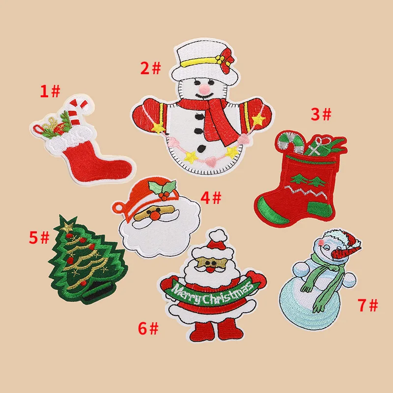 Wei Ru Christmas Christmas Tree Santa Claus Stockings Series Embroidered Personalized Cloth Paste Clothing Wholesale