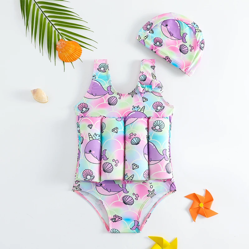 Kids Floatation Swimsuits Baby Boys Girls One Piece Float Suit Short Sleeve Swim Vest Zip up Buoyancy Swimwear