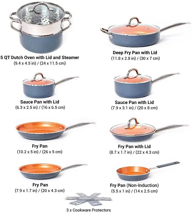 Durable Popular copper  healthy non stick coated aluminum home cooking non stick coated variety cookware set forged cookware  se