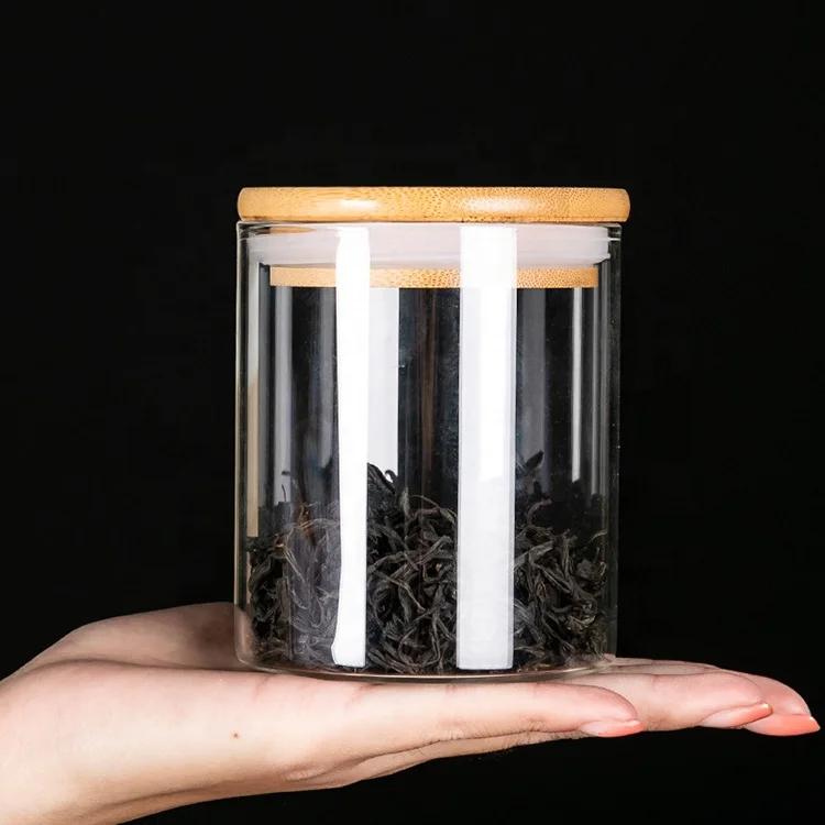 large glass food storage jars wholesale glass jar wooden lid for honey food candy glass jar
