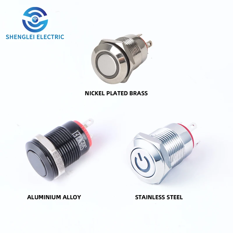 SHENGLEI 12mm Metal Push Button Switch waterproof stainless No Light