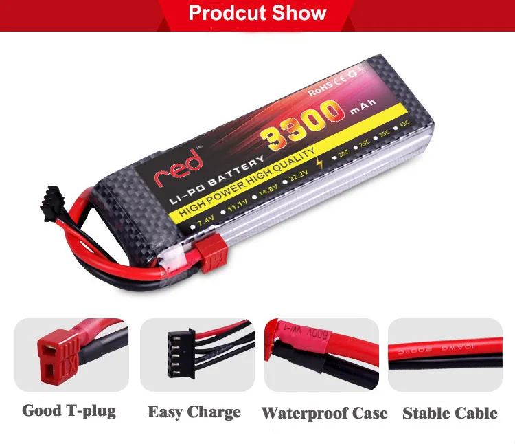 3300MAH 7.4V Lipo Battery for RC Tank DIY Car Boat