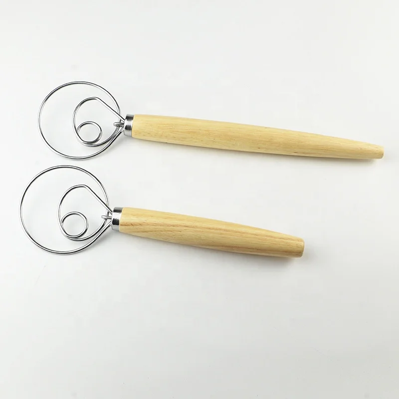 Из нержавеющей стали голландское датское тесто на закваске ручной венчик с деревянной