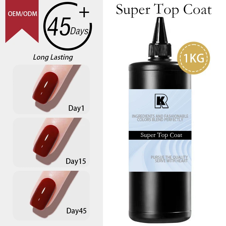 Factory Wholesale UV Soak off Gel Nail Polish 1kg Gloss Top Coat with Rubber Base Raw Material Nail Polish