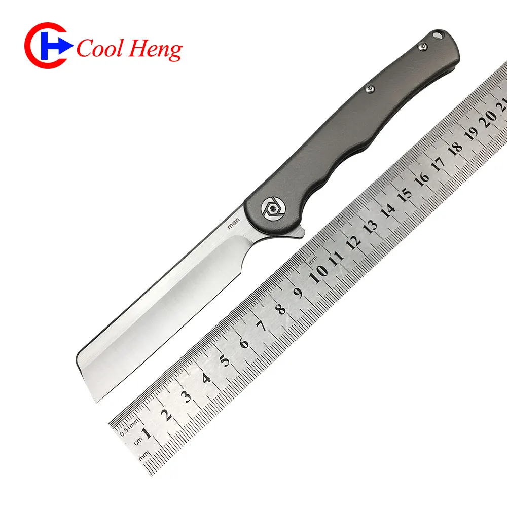 
S35VN steel Titanium handle Barber Shaving Razors Straight Cut Throat Shavette Fixed blade Folding razor knife 