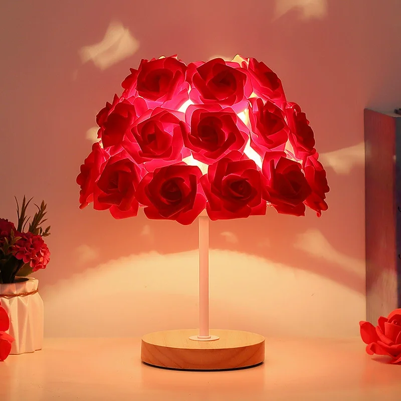 Led Rose Flower Table Lamp For Bedside Living Room Gift Light Holiday Party Wedding Christmas Event Decor Night Light
