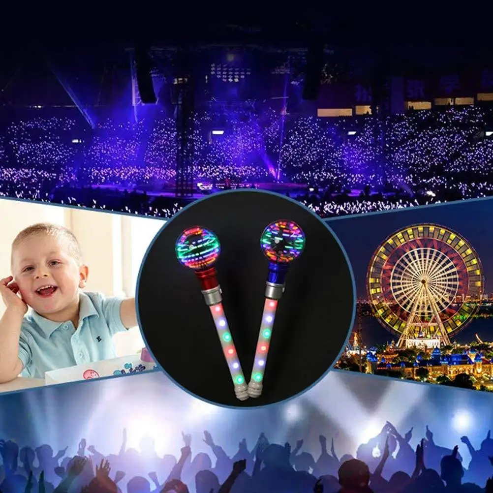 LED Flashing Light Up Magic Spinning Wands Toy Light up Princess Wand Rotating Sensory Toy for Birthday Gift Party