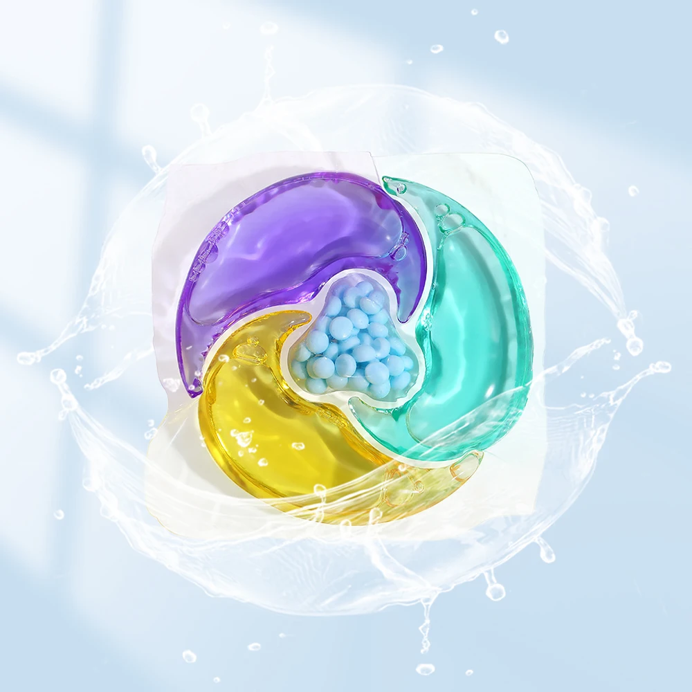 Custom Logo 4-in-1 Fruit Fragrance Laundry Capsules 15g Anti-Static Anti-Mite Long-Lasting Liquid Pods Apparel Disposable