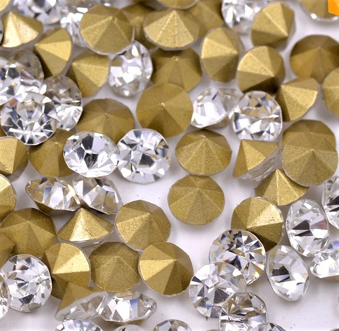 Wholesale SS10 Best quality gold foiled point back MC crystal chaton rhinestones